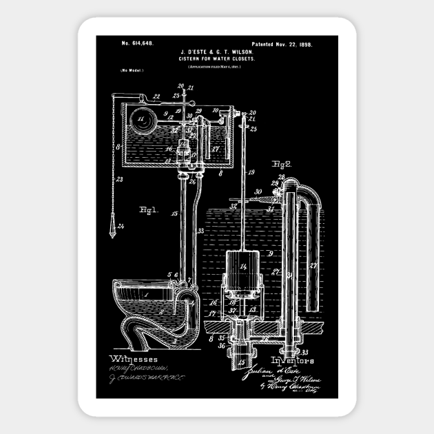 Cistern for water Closets 1898 Water Closet Patent Water Closet